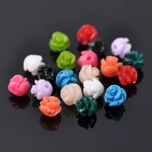 50pcs Mixed 6mm Flower Shape Artificial Coral Loose Beads For Jewelry Making - Picture 1 of 4