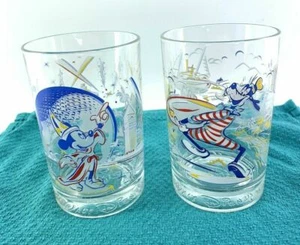 VTG Set of 2 WALT DISNEY Mickey Epcot Goofy Blizzard Beach McDonalds Cups - Picture 1 of 6