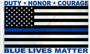Blue Lives Matter 3x5ft Poly - Thin Line Flags in Support of Law Enforcement - Picture 1 of 3