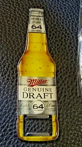 Miller Genuine draft light 64 Enameled bottle shape opener 5.125" long - Picture 1 of 5