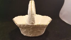 Creme Bone Ceramic Basket with gold trim - Picture 1 of 1