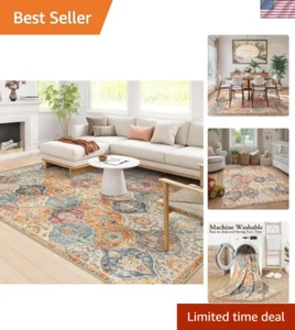 Elegant Faux Wool Moroccan Area Rug 9x12 - Stain Resistant & Machine Washable - Picture 1 of 9