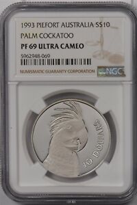 Australia 1993 10 Dollar NGC Proof 69UC Silver Piefort Palm Cackatoo NG1478 comb