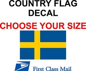 SWEDISH COUNTRY FLAG, STICKER, DECAL, 5YR VINYL, STATE FLAG - Picture 1 of 1