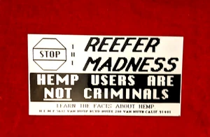 RARE Vintage Collectible STOP THE REEFER MADNESS Facts About Hemp Promo Sticker - Picture 1 of 1