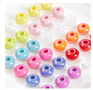 Neu 100 Stck. Farbe Acryl Großes Loch Harz Perlen Schmuck Herstellung Zubehör - Bild 1 von 65