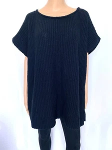 Nuovo con etichetta! NUOVO! Maglione pullover maglia gilet nero 100% cotone Eileen Fisher taglia 3X - Foto 1 di 9