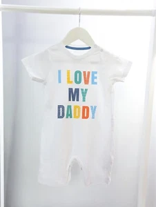 Baby Boys 12-18 Months White Daddy Romper Outfit Clothes Summer Short Sleeve - Picture 1 of 3