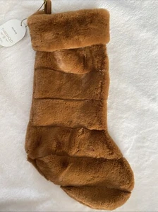 Threshold Target Faux Fur Christmas Stocking Brown Rust Plush Cabin Farmhouse - Picture 1 of 5