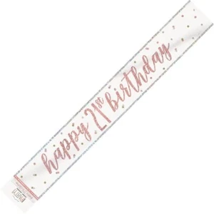Rose Gold Happy 21st Birthday Prismatic Foil Banner 2.74M (9') Party Decorations - Picture 1 of 1