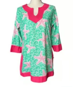 Top túnica Starfish Simply Southern cubierta rosa verde talla grande  - Imagen 1 de 10