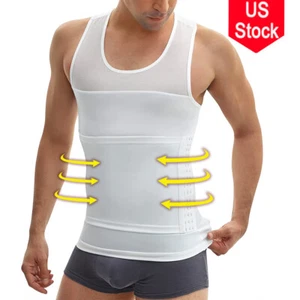 Men Body Shaper Slimming Tank Top Compression Undershirt Tummy Control Vest Tee - Picture 1 of 27