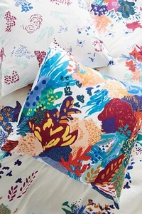 Anthropologie Delrey Euro Sham Pillow Cover Del Rey Coastal Beach Floral NEW - Picture 1 of 2