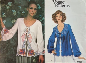 Vogue Sewing Pattern 1405 Boho Jacket w/ Embroidery Transfers Sz 12-14 UC FF - Picture 1 of 4