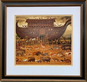 "Charles Wysocki ""Noah and Friends"" Nuevo ENMARCADO PERSONALIZADO Arte Americano - Imagen 1 de 3