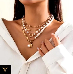 🌟 Entdecke die perfekte Eleganz mit dieser exquisiten Perlen/Metallhalskette! - Bild 1 von 4