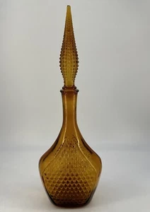 VTG Empoli Amber Genie Bottle with Stopper 18" Diamond Shield Made in Italy - Picture 1 of 6