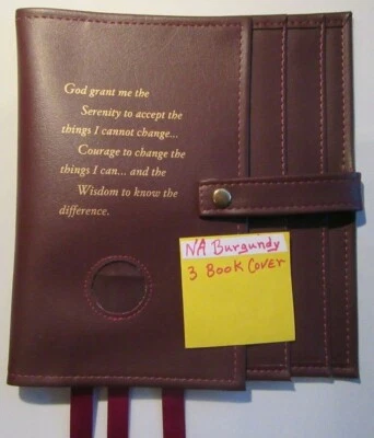 Narcotics Anonymous NA Basic Text How and Why Burgundy RED 3 Book Cover deluxe - Image 1 of 4