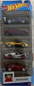 Paquete de 5 autos Hot Wheels Motor Show 2022 Ford GT Race GT40 Lamborghini Aston HLY63 - Imagen 1 de 6