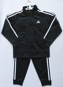 adidas Boys Size 5 2-Pc Track Set Black/White Full Zip Sweatshirt/Pants AG0408C - Picture 1 of 5