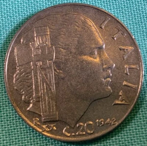 World War II ROME ROMAN Coins: 1 - Italian Fascist Mussolini C20 XX coin 1942 - Picture 1 of 3
