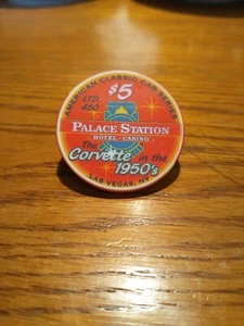 Palace Station 5.00 Corvette 1950's Las Vegas, NV - 1957 Roadster Casino Chip - Picture 1 of 3