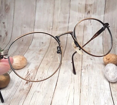 Perry Ellis Round Antique Brown Metal Eyeglasses FRAMES - PE 62-1 52-21-140 - Image 1 of 4
