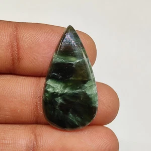 100% Natural green white silky seraphinite cabochon handmade gemstone M4665 AU - Bild 1 von 5