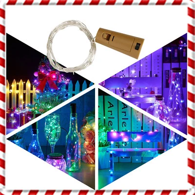 1X 10X LED Cork Shaped LED Copper Wire String Light Wine Bottle For Xmas RL494 - Image 1 of 4