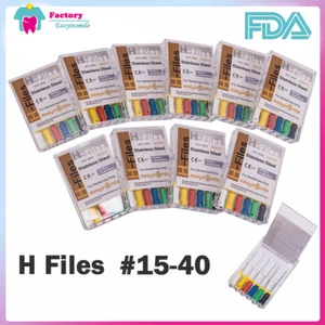 10Pack Dental H-Files 15-40# Endodontic Stainless Steel Hedström File stainless - Picture 1 of 6