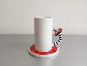 Taza + platillo Cattany Design posmoderno/Memphis Milano diseño años 80 - Imagen 1 de 5