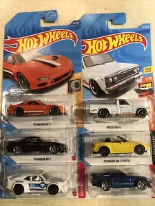 Hot Wheels Carded Lot Of 6 Mazdas, RX-7s, Repu, RX-3, Miata - Picture 1 of 7