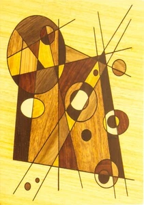 Geometrische Kunst 3 Suprematismus Kubismus Holz Mosaik Intarsien Panel Wanddeko - Bild 1 von 13