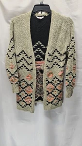 Cárdigan Suéter Largo Abierto Estampado Boho Azteca Beige Sin Límites Talla XL para Mujer - Imagen 1 de 4