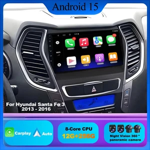 Para Hyundai Santa Fe 3 2013 - 2016 Autoradio GPS Unidad Principal Estéreo Android 15 - Imagen 1 de 34