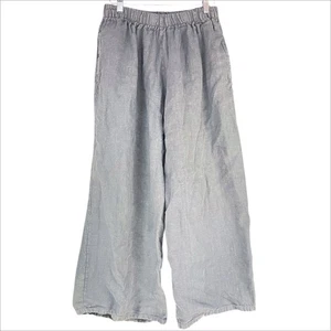 BRYN WALKER Gray Linen Wide-Leg Ankle Pants Pull-On Elastic Waist Size S - Picture 1 of 7