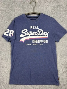 Superdry Blue T-shirt Men’s Large #28 Short Sleeve Casual Retro Crewneck EUC - Picture 1 of 11