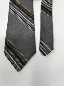 Krawatte Dino Orsini grau braun weiß gestreift 56" x 3" - Bild 1 von 9