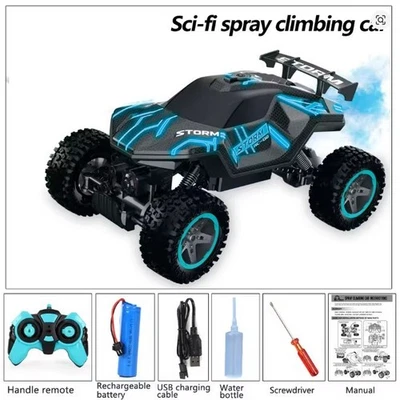 2.4G 4WD 6CH RC Drift Car With Led Lights Music Remote Control Spray Stunt Car - Image 1 of 4