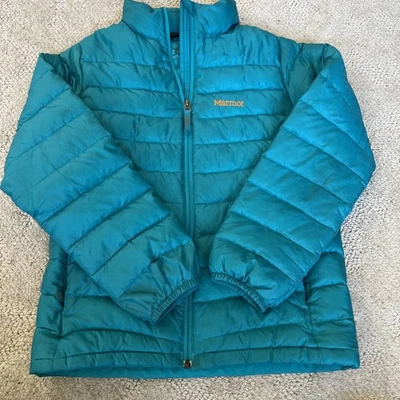 Куртка пуховая Marmot 700 пуховая бирюзовая детская размер L - разрыв в рукаве - Изображение 1 из 4