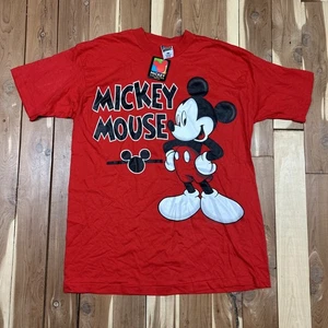 NUEVO CON ETIQUETAS Antiguo Stock Vintage Años 90 UNA SOLA PUNTADA Disney Mickey Mouse Camiseta XL Roja - Imagen 1 de 6