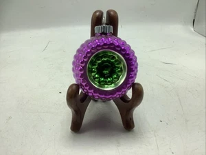 Vintage Christopher Radko Shiny Brite doppelter Einzug holprig Ornament grün lila sehr guter Zustand - Bild 1 von 8