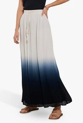 Mint Velvet Ivory To Indigo Graduated Dip Dye Crinkle Maxi Skirt 16 RRP = £89 - Image 1 of 3