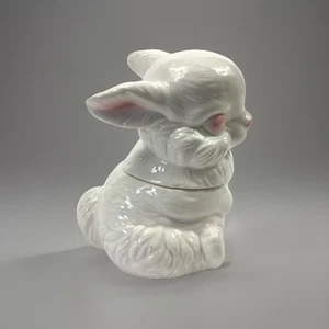 Piccola statuina coniglietto pasquale bianco ceramica vintage porta caramelle leggi - Foto 1 di 8