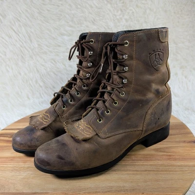 Botas Ariat Talla 10 Advanced Torque Equipadas Estabilizador Mujer Cuero Marrón Encaje  Foto 1 de 4