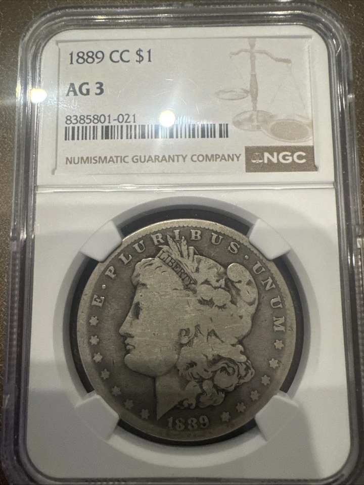1889-CC $1 Morgan Dollar NGC AG3 -- Wonderful Original Key Date Carson City! - Image 1 of 4
