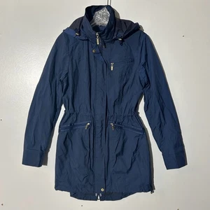 COLE HAAN Packable Navy Blue Rain Coat Outerwear Jacket Women’s Size Small - Picture 1 of 8