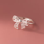 925 Sterling Silver White Bow Tie Adjustable Ring Womens Mens Girls Gift