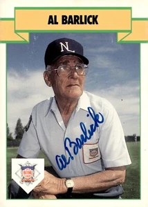 Tarjeta de béisbol 1990 T&M Al Barlick árbitro autógrafo firmado - Imagen 1 de 2