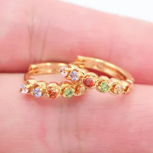 18K Yellow Gold Filled Fashion Multi-Coloured Mystic Topaz Huggie Earrings - Picture 1 of 2